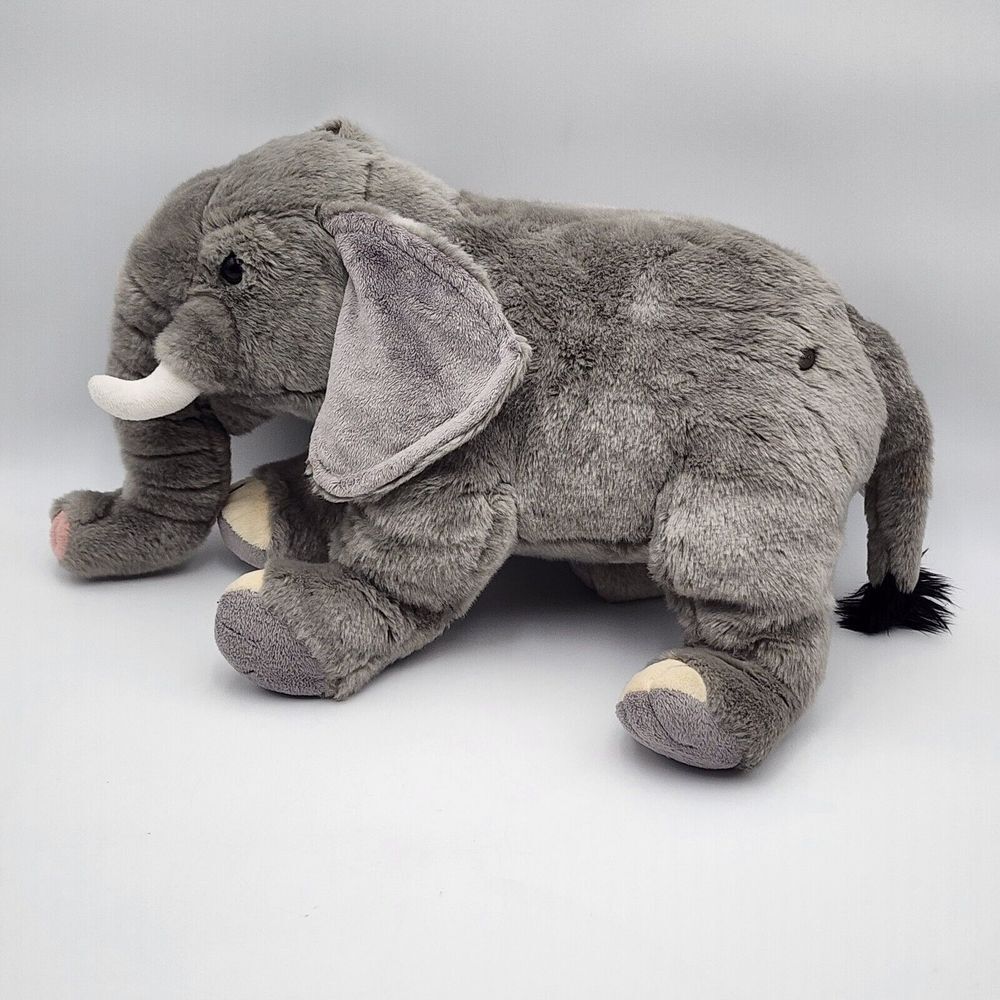 FAO Schwarz Gray Elephant Plush Stuff Animal Jumbo Large 21" Toy‎